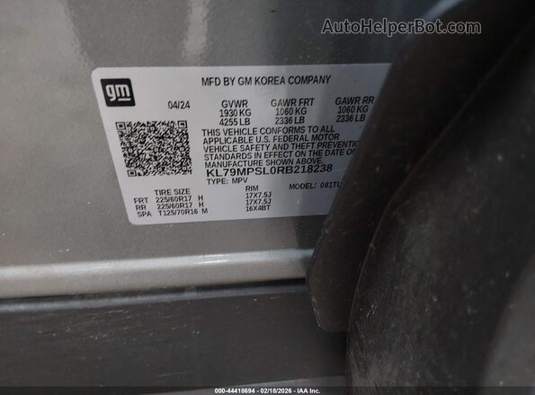 KL79MPSL0RB218238 2024 CHEVROLET TRAILBLAZER Серый Вид подкапотного пространства