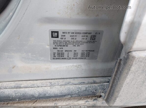 KL7CJPSB2LB007362 2020 CHEVROLET TRAX Серебряный Вид подкапотного пространства