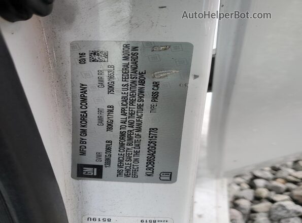 KL8CB6SA2GC615778 2016 CHEVROLET SPARK White Widok wnętrza 360 stopni