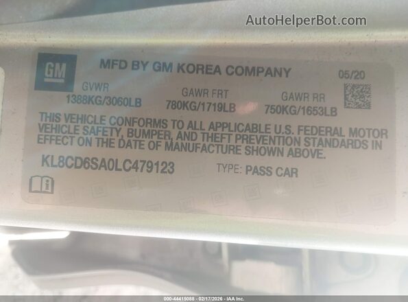 KL8CD6SA0LC479123 2020 CHEVROLET SPARK Серебряный Вид подкапотного пространства