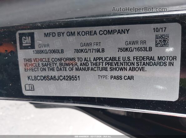 KL8CD6SA6JC429551 2018 CHEVROLET SPARK Черный Вид подкапотного пространства