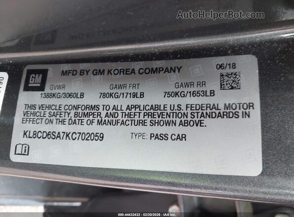 KL8CD6SA7KC702059 2019 CHEVROLET SPARK Black Widok komory silnika