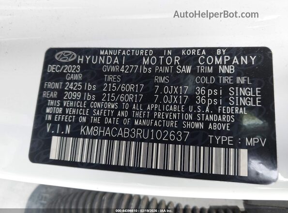 KM8HACAB3RU102637 2024 HYUNDAI KONA Белый Вид подкапотного пространства