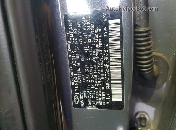 KM8K3CAB4PU982812 2023 HYUNDAI KONA Серый Вид наклейки с VIN-кодом