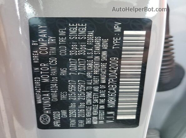KM8K6CAB7PU042009 2023 HYUNDAI KONA Gray Widok naklejki z numerem VIN