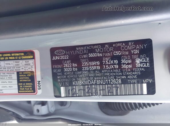 KM8KMDAF8NU112628 2022 HYUNDAI IONIQ 5 Gray Вид підкапотного простору