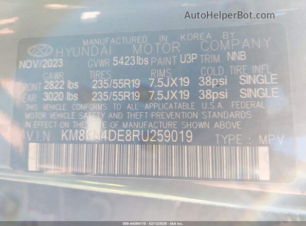 KM8KN4DE8RU259019 2024 HYUNDAI IONIQ 5 Light Blue ძრავის განყოფილების ხედი