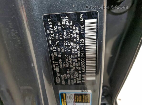 KM8R5DGE2PU526128 2023 HYUNDAI PALISADE Серый Вид наклейки с VIN-кодом