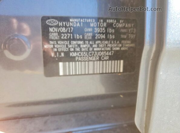 KMHC65LC7JU065447 2018 HYUNDAI IONIQ Silver Widok naklejki z numerem VIN