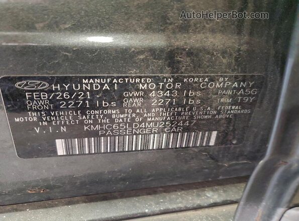 KMHC65LD4MU252447 2021 HYUNDAI IONIQ Gray Widok komory silnika