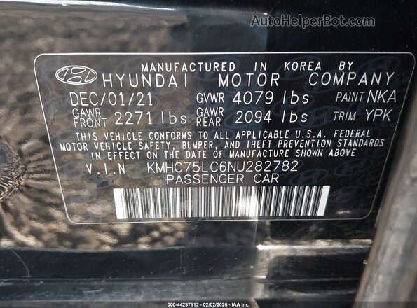 KMHC75LC6NU282782 2022 HYUNDAI IONIQ HYBRID Черный Вид подкапотного пространства