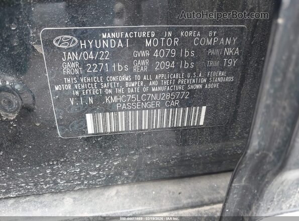 KMHC75LC7NU285772 2022 HYUNDAI IONIQ HYBRID Черный Вид подкапотного пространства