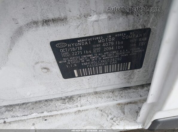 KMHC85LCXKU124292 2019 HYUNDAI IONIQ HYBRID Белый Вид подкапотного пространства