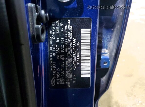KMHCT4AE8GU028360 2016 HYUNDAI ACCENT Синий Вид наклейки с VIN-кодом