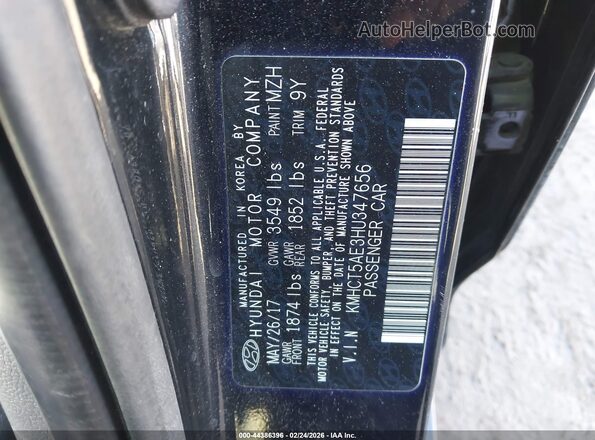 KMHCT5AE3HU347656 2017 HYUNDAI ACCENT Black Widok komory silnika