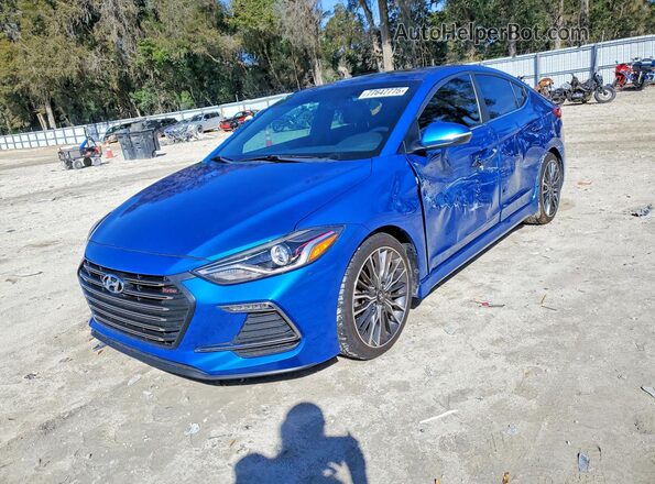 KMHD04LB2JU553907 2018 HYUNDAI ELANTRA Синий Передняя левая четверть