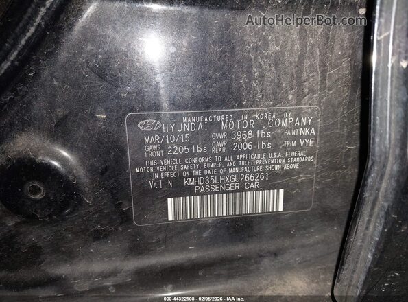 KMHD35LHXGU266261 2016 HYUNDAI ELANTRA GT Черный Вид подкапотного пространства