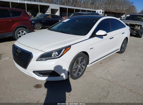 KMHE34L14GA009518 2016 HYUNDAI SONATA HYBRID Белый Передняя левая четверть