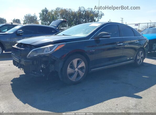 KMHE34L17HA048038 2017 HYUNDAI SONATA HYBRID Черный Передняя левая четверть