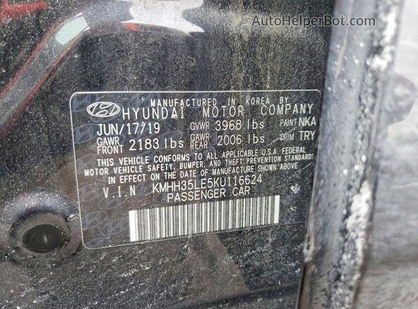 KMHH35LE5KU116624 2019 HYUNDAI ELANTRA Черный Вид подкапотного пространства