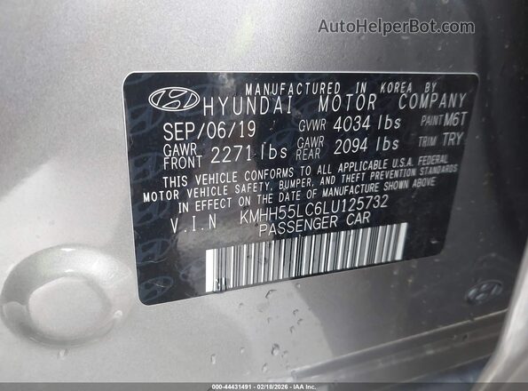 KMHH55LC6LU125732 2020 HYUNDAI ELANTRA GT Gray Вид підкапотного простору