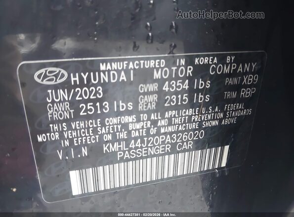 KMHL44J20PA326020 2023 HYUNDAI SONATA Black Вид підкапотного простору