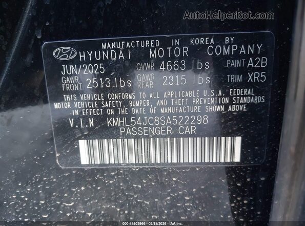 KMHL54JC8SA522298 2025 HYUNDAI SONATA Black Vista del compartimento del motor