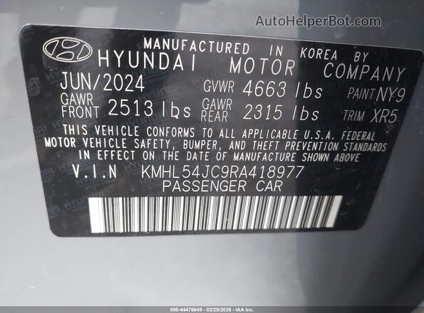 KMHL54JC9RA418977 2024 HYUNDAI SONATA Gray Widok komory silnika