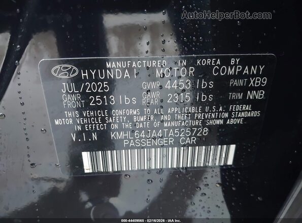 KMHL64JA4TA525728 2026 HYUNDAI SONATA Черный Вид подкапотного пространства