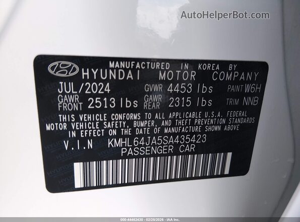 KMHL64JA5SA435423 2025 HYUNDAI SONATA White Widok komory silnika