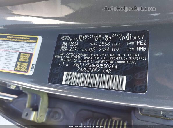 KMHLL4DG6SU860284 2025 HYUNDAI ELANTRA Серый Вид подкапотного пространства