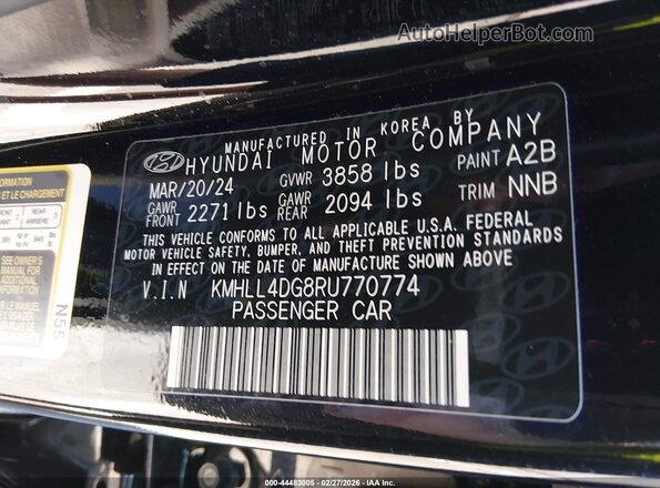 KMHLL4DG8RU770774 2024 HYUNDAI ELANTRA Black Շարժիչի բաժամունքի տեսք