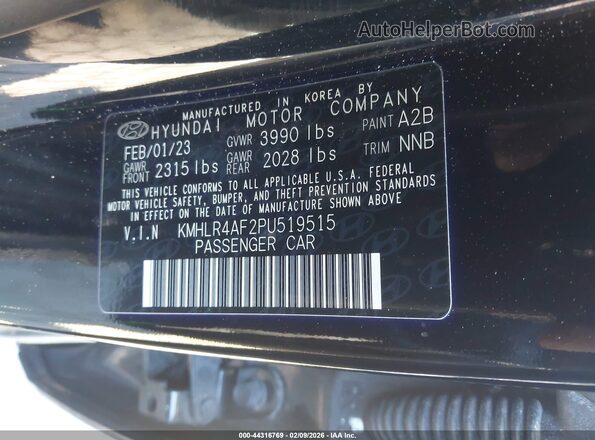 KMHLR4AF2PU519515 2023 HYUNDAI ELANTRA Черный Вид подкапотного пространства