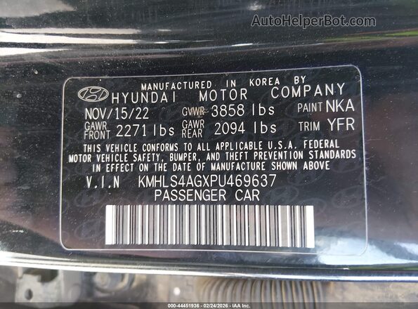 KMHLS4AGXPU469637 2023 HYUNDAI ELANTRA Черный Вид подкапотного пространства