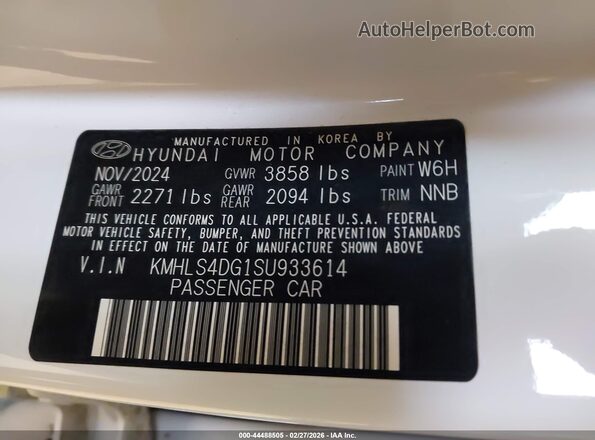 KMHLS4DG1SU933614 2025 HYUNDAI ELANTRA White Widok komory silnika