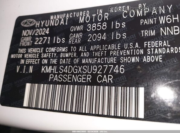 KMHLS4DGXSU927746 2025 HYUNDAI ELANTRA White Vista del compartimento del motor