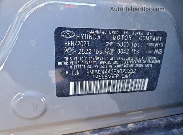 KMHM24AA3PA023332 2023 HYUNDAI IONIQ Серый Вид подкапотного пространства