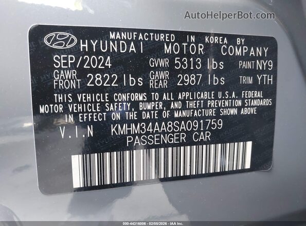 KMHM34AA8SA091759 2025 HYUNDAI IONIQ 6 Gray Widok komory silnika