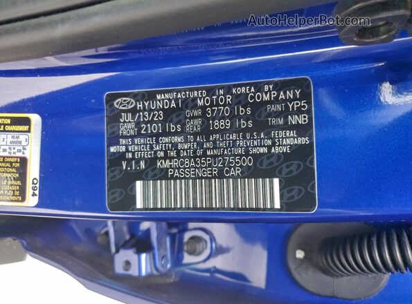 KMHRC8A35PU275500 2023 HYUNDAI VENUE Blue Engine compartment view