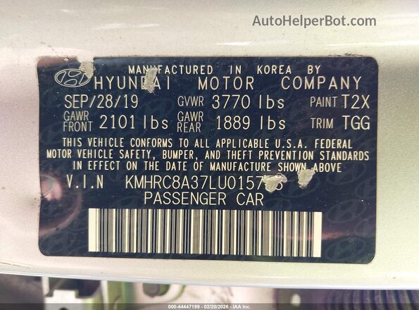 KMHRC8A37LU015738 2020 HYUNDAI VENUE Серебряный Вид подкапотного пространства