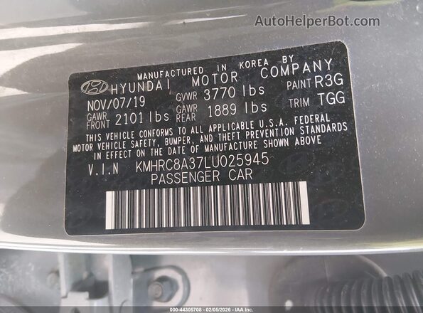KMHRC8A37LU025945 2020 HYUNDAI VENUE Gray Widok komory silnika
