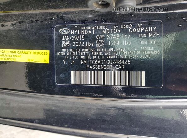 KMHTC6AD1GU248426 2016 HYUNDAI VELOSTER Черный Вид подкапотного пространства