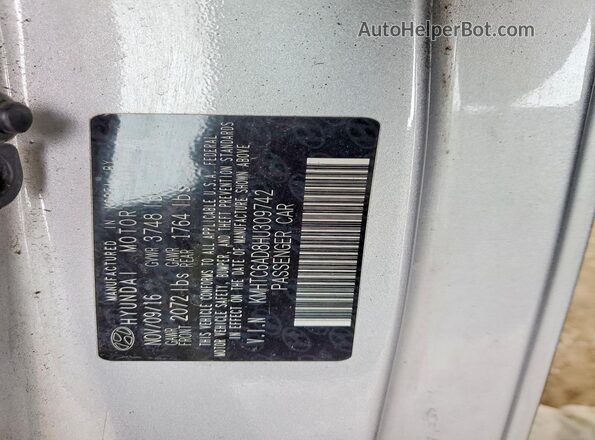 KMHTC6AD8HU309742 2017 HYUNDAI VELOSTER Серебряный Вид подкапотного пространства