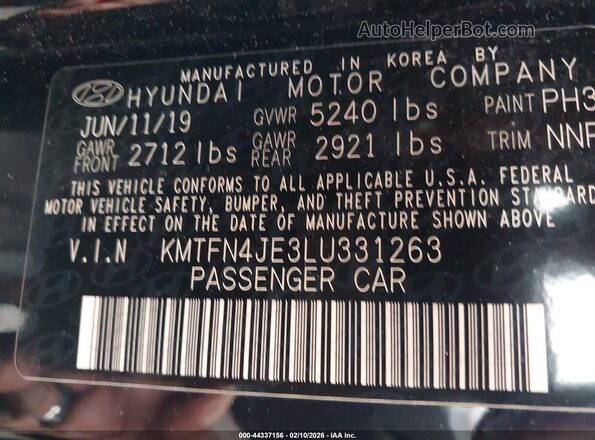 KMTFN4JE3LU331263 2020 GENESIS G80 Черный Вид подкапотного пространства