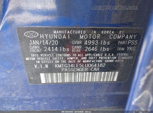 KMTG34LE5LU064182 2020 GENESIS G70 Синий Вид подкапотного пространства