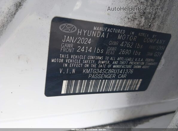 KMTG34SC8RU141376 2024 GENESIS G70 Белый Вид подкапотного пространства