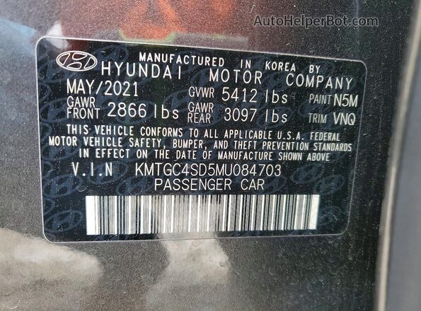 KMTGC4SD5MU084703 2021 GENESIS G80 Серый Вид наклейки с VIN-кодом