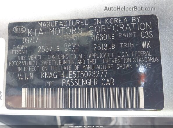 KNAGT4LE5J5023277 2018 KIA OPTIMA HYBRID Серый Вид подкапотного пространства