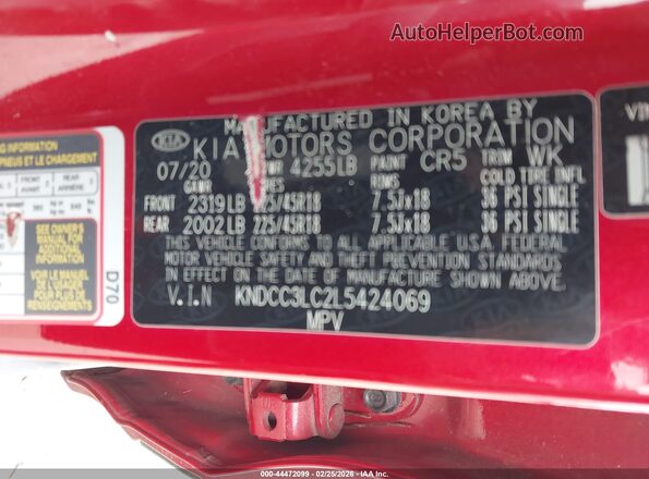 KNDCC3LC2L5424069 2020 KIA NIRO Красный Вид подкапотного пространства
