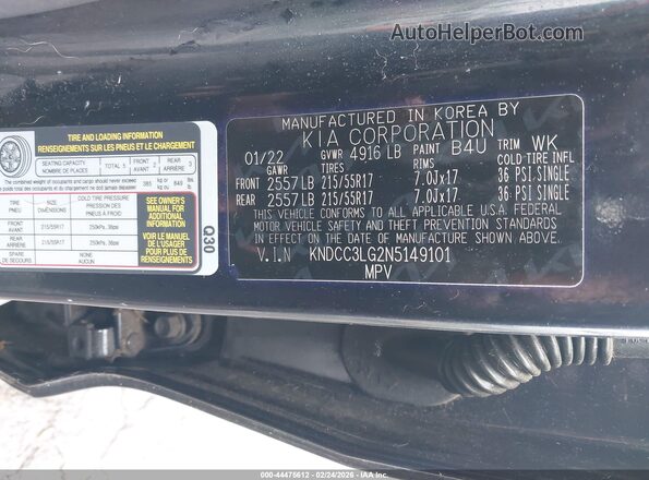 KNDCC3LG2N5149101 2022 KIA NIRO EV Gray Vista del compartimento del motor